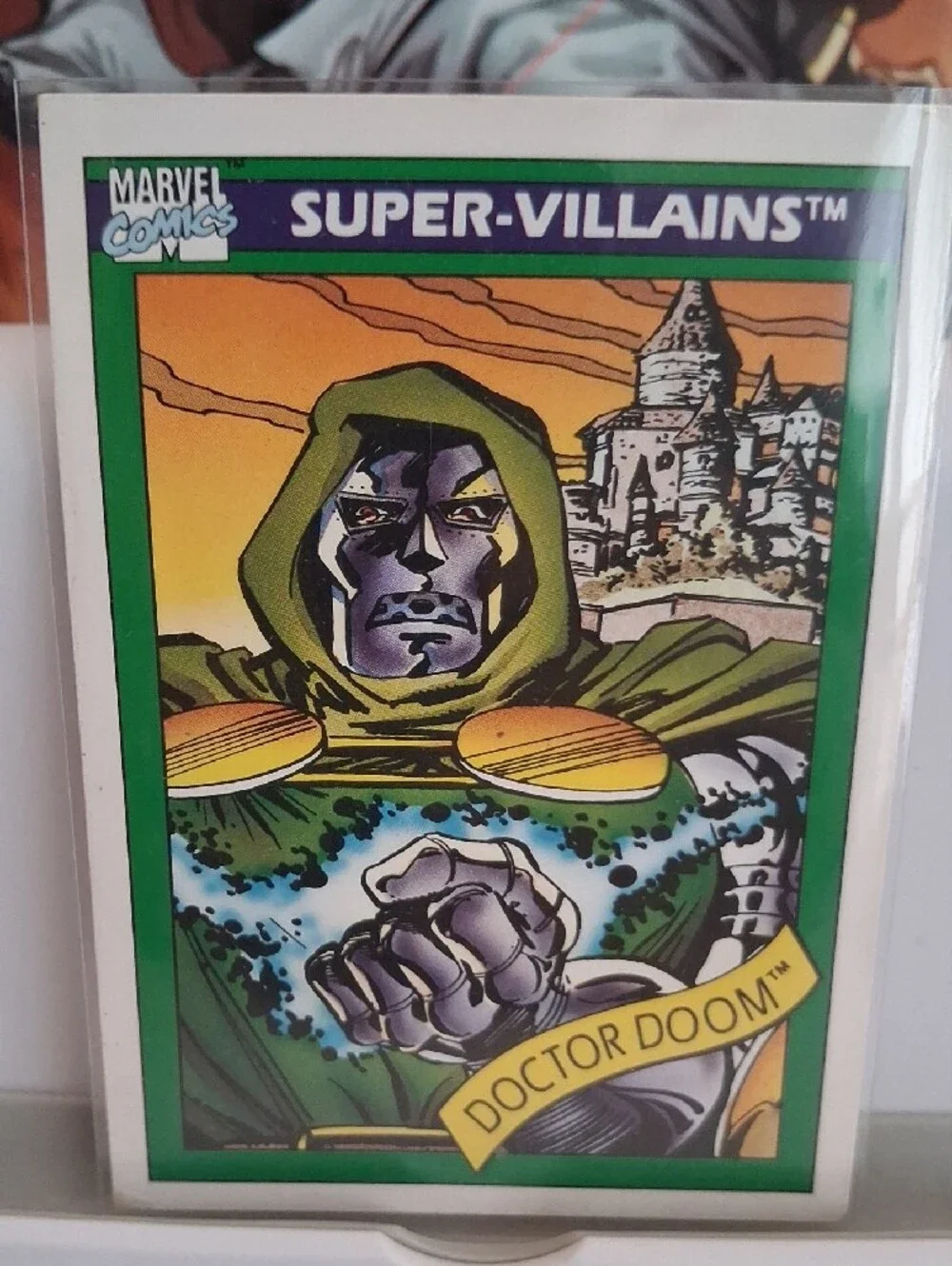 Marvel Doctor Doom Trading Card with Green and Purple Artwork